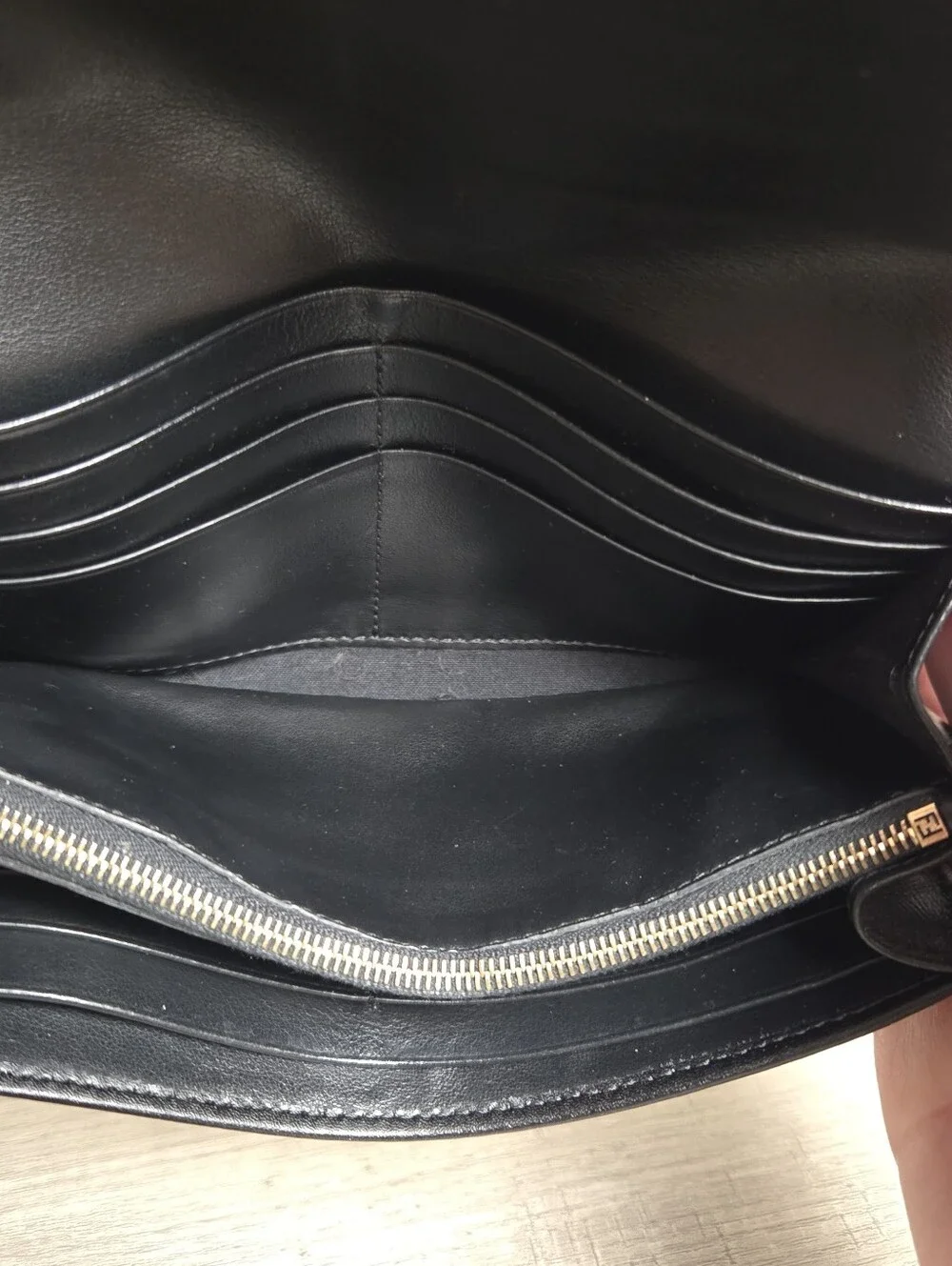 Fendi Roma Continental Black Leather Long Wallet Authentic 8M0251